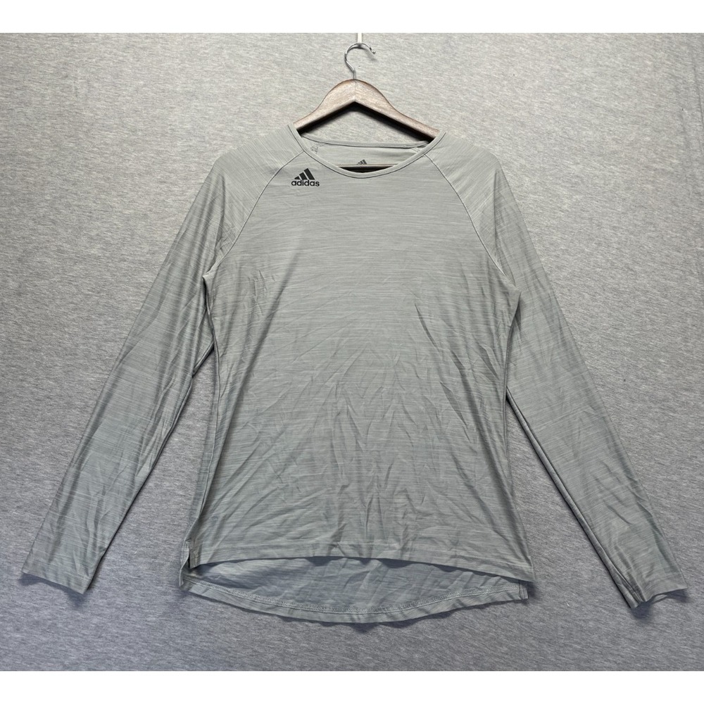 Adidas Shirt Womens Medium Heather Gray Hi Low Hem Athletic Workout Gym Training